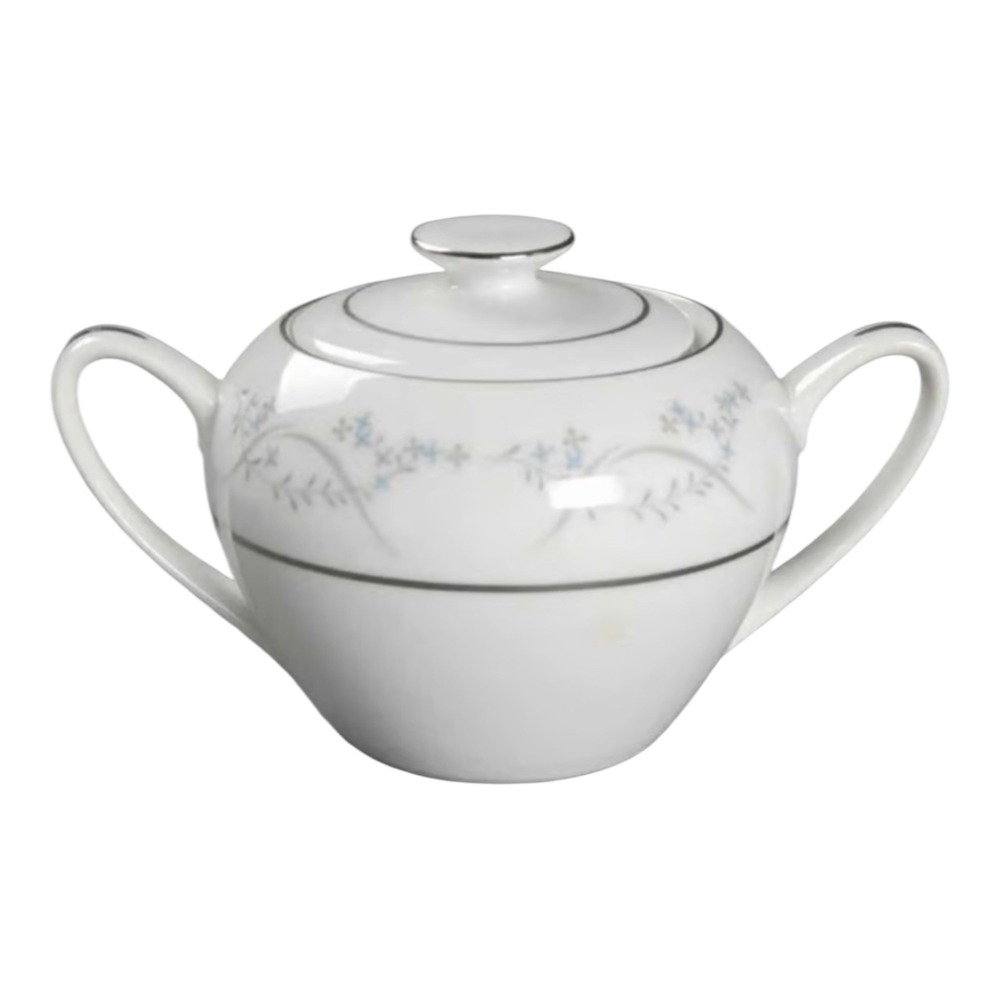 Counselor Fine China 1943 Symphony Japan Sugar Bowl Blue Silver Floral